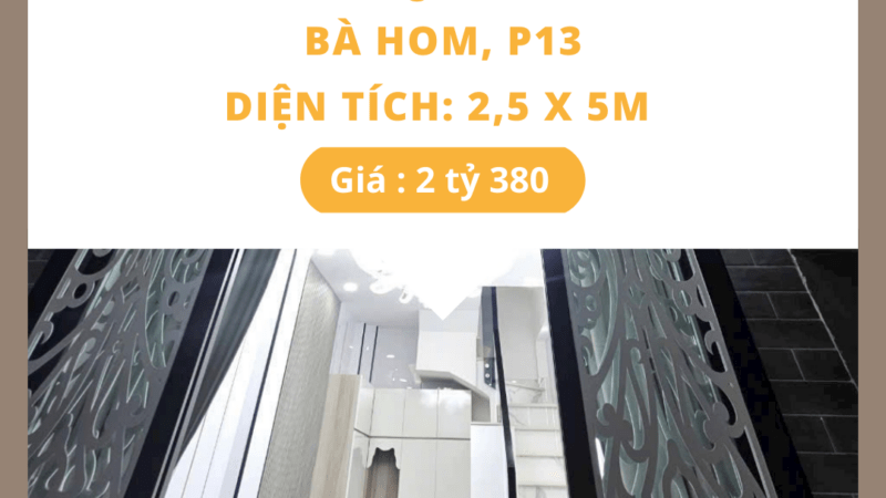 Bán nhà mới xây hẻm 208 Bà Hom, P13, Quận 6 – Gần chợ Phú Lâm, giá cực tốt